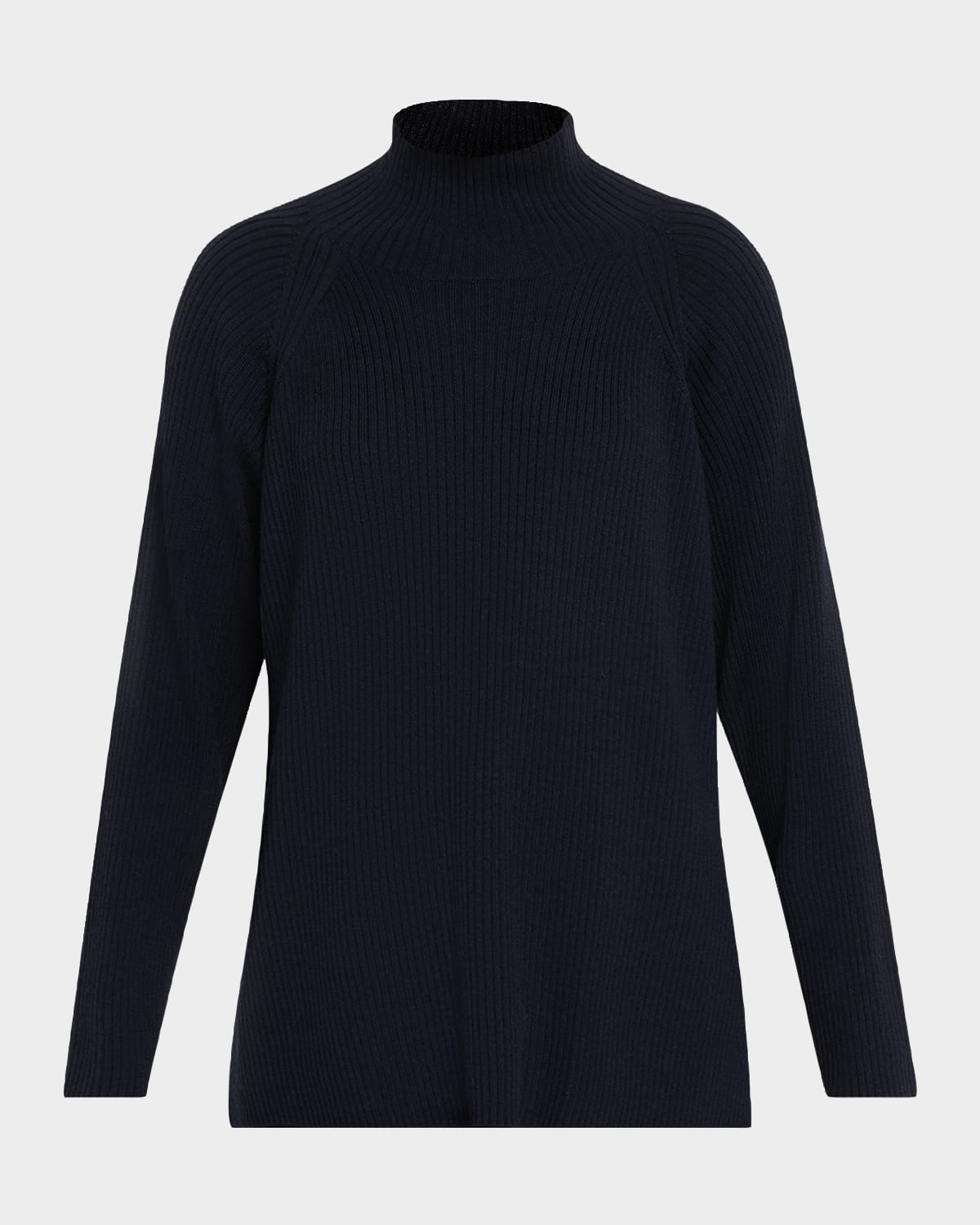 Eileen Fisher Ribbed Merino Wool Turtleneck Sweater In Black
