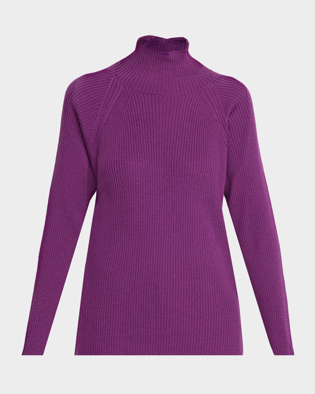 Eileen Fisher Ribbed Merino Wool Turtleneck Sweater In Purple