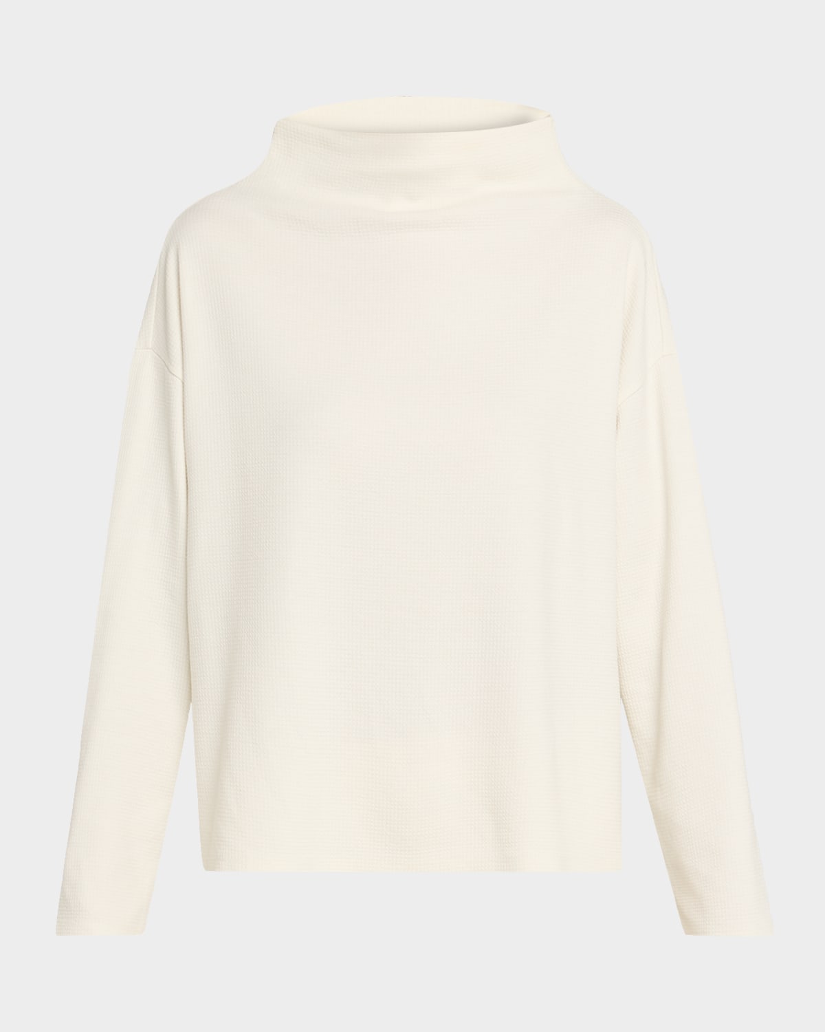 Eileen Fisher Missy Waffle-knit Funnel-neck Sweater In White
