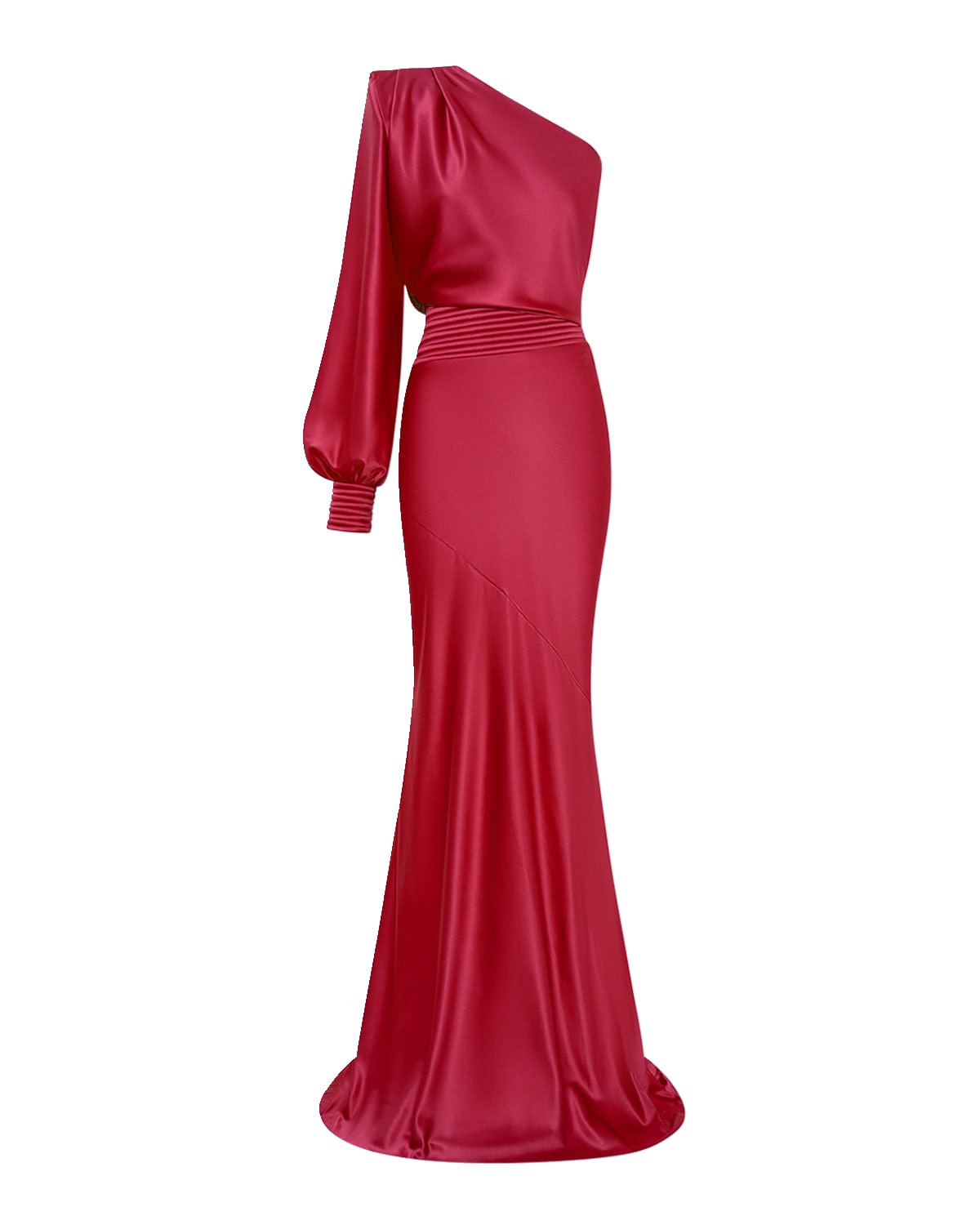 Zhivago Don't Look Now Draped One-shoulder Satin Gown In Red
