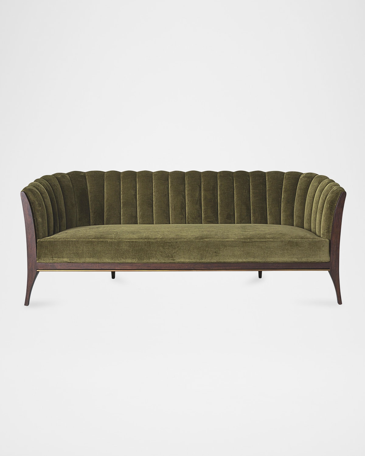 Global Views Channel-back Velvet Sofa, 80" In Green