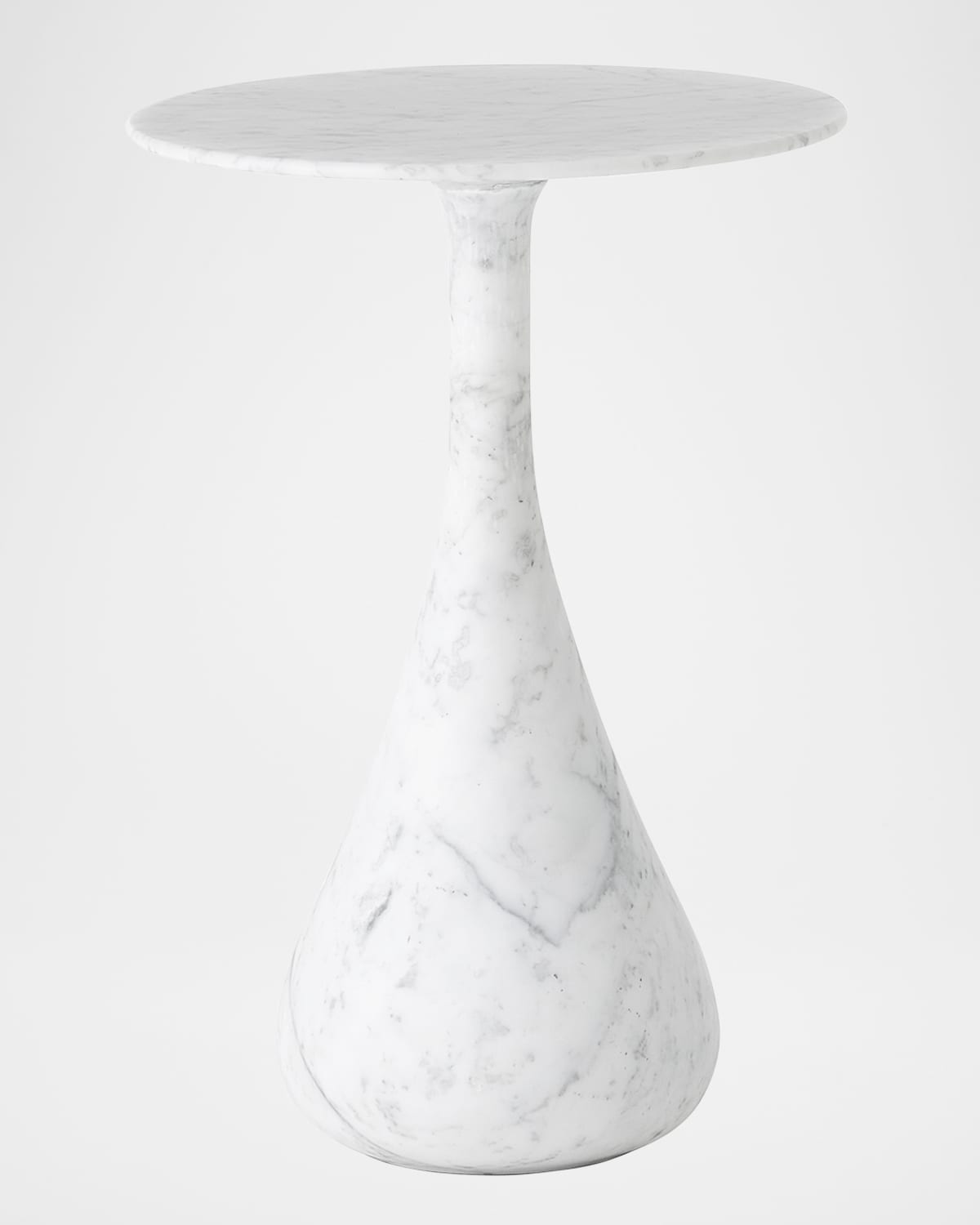 Global Views Dea Small Accent Table, White Marble In White
