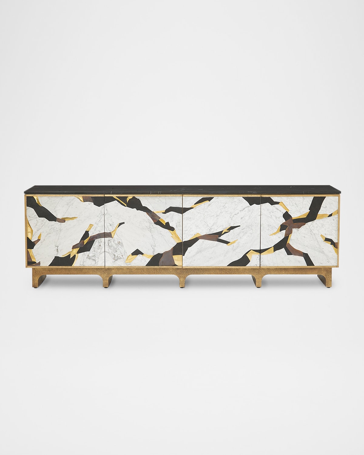 Global Views Inlay Console Cabinet In White