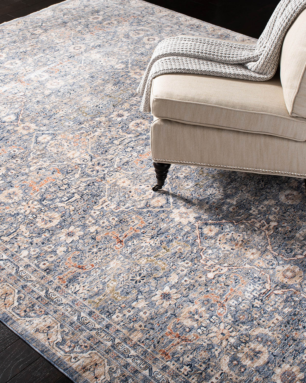 Ralph Lauren Belvoir Light Blue Power-loomed Rug, 6' X 9' In Multi