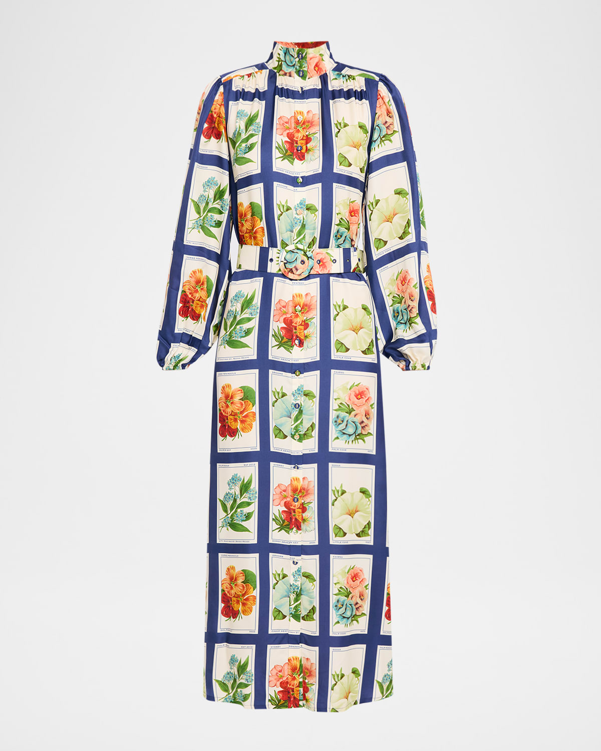 Palm Noosa Tessie Vintage Botanical Maxi Shirtdress