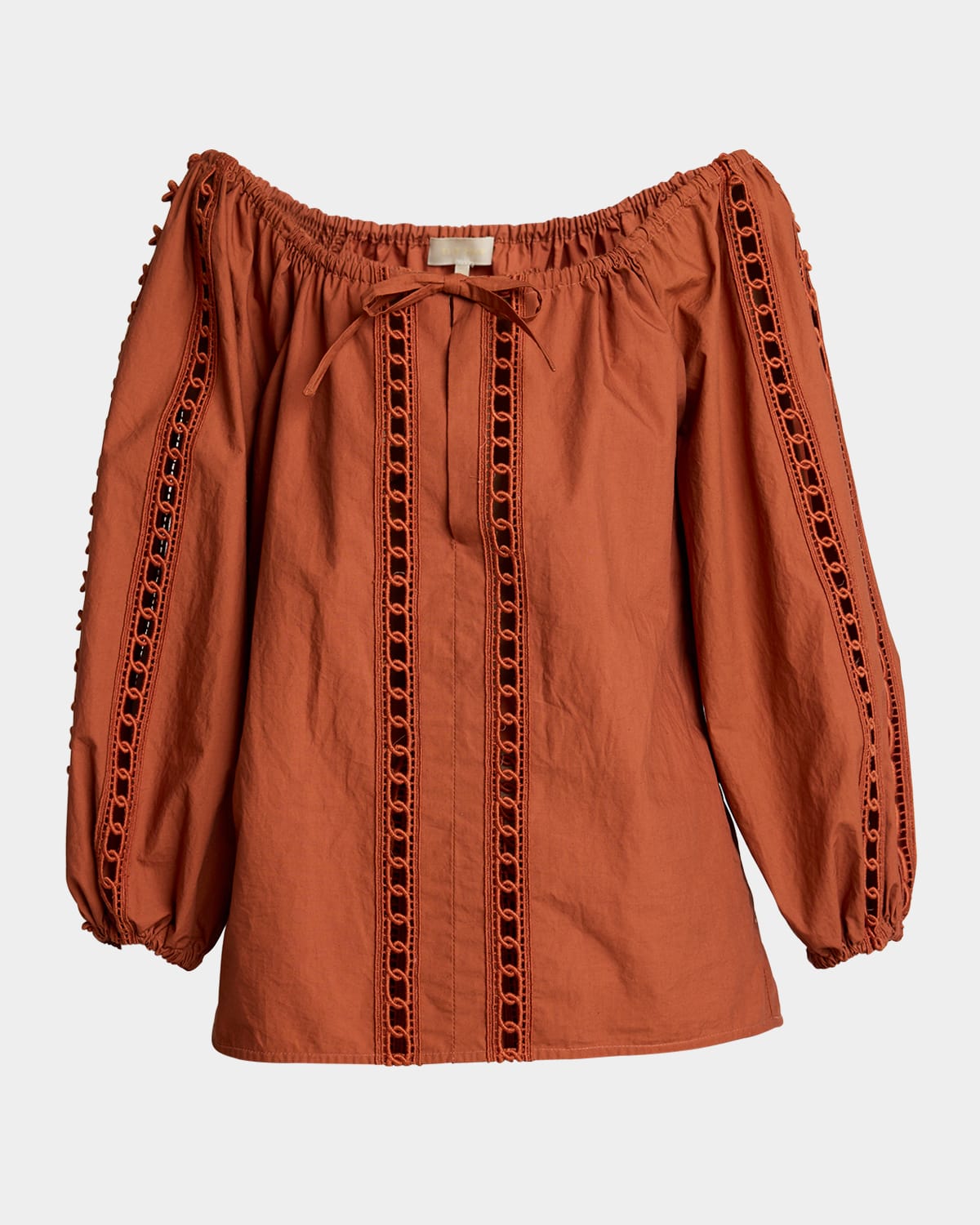 Macrame Inset Cotton Off-The-Shoulder Top