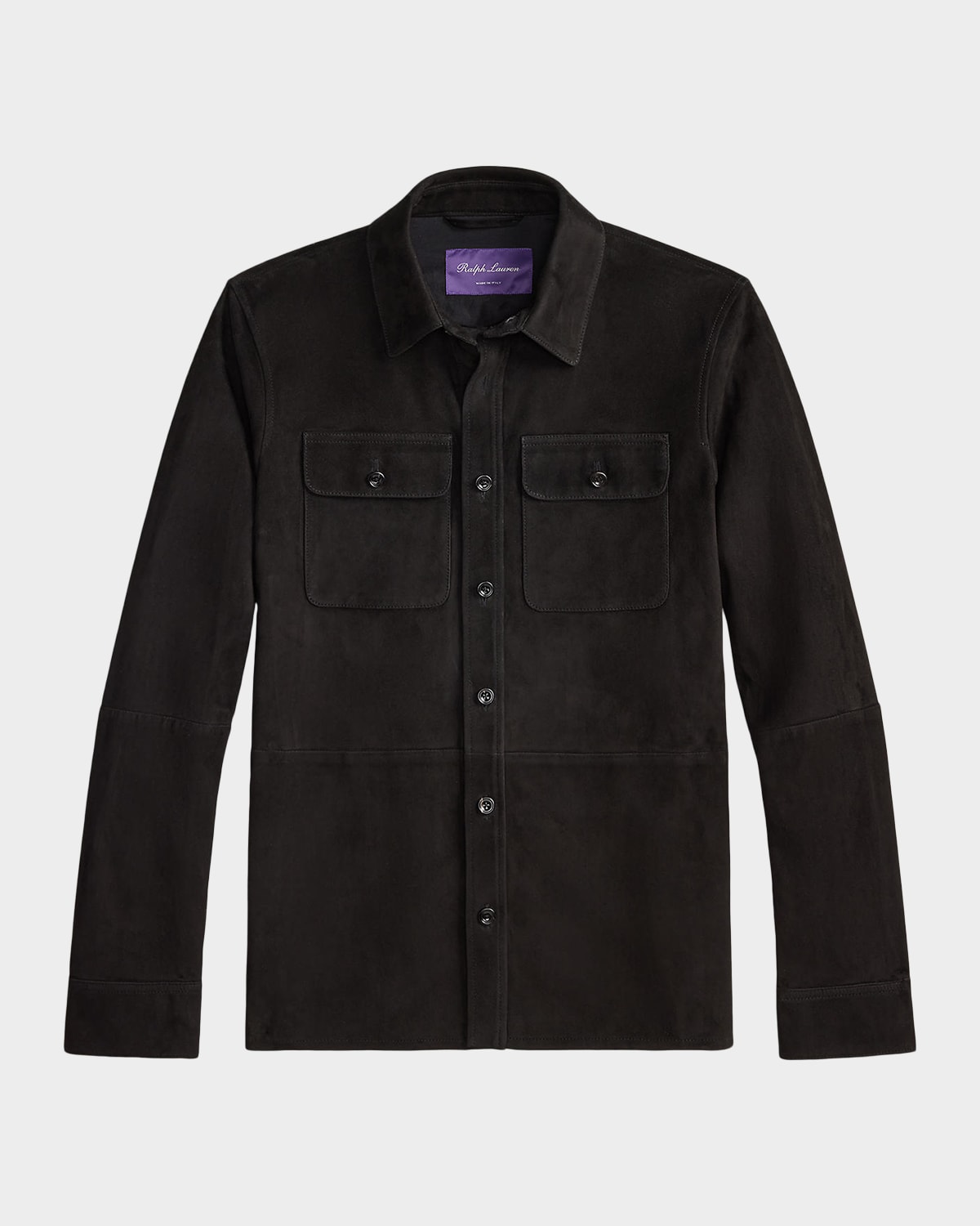 Ralph Lauren Men's Barron Suede Flap-pocket Overshirt In Black
