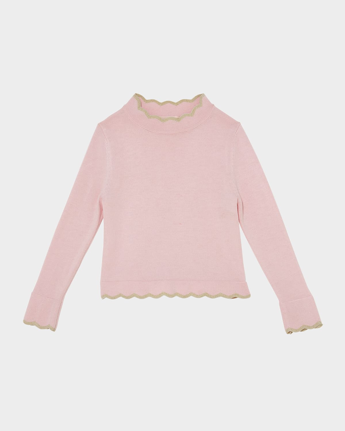 Tutu Du Monde Girl's Skyway Scalloped Wool Knit Top In Pink