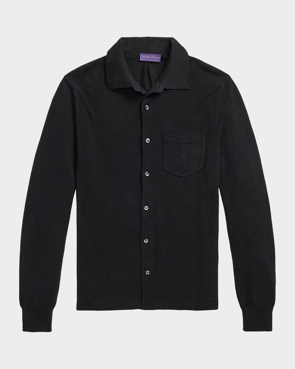 Ralph Lauren Purple Label Men's Textured Mulberry Silk and Cotton Shirt Sweater