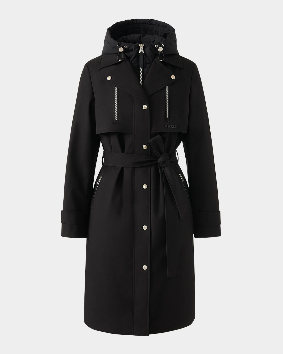 Mackage Siobhan Trench Coat With Removable Down Bib In Black