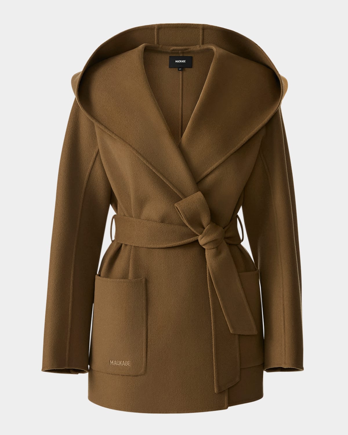 Mackage Paya Double-face Wool Wrap Coat In Brown