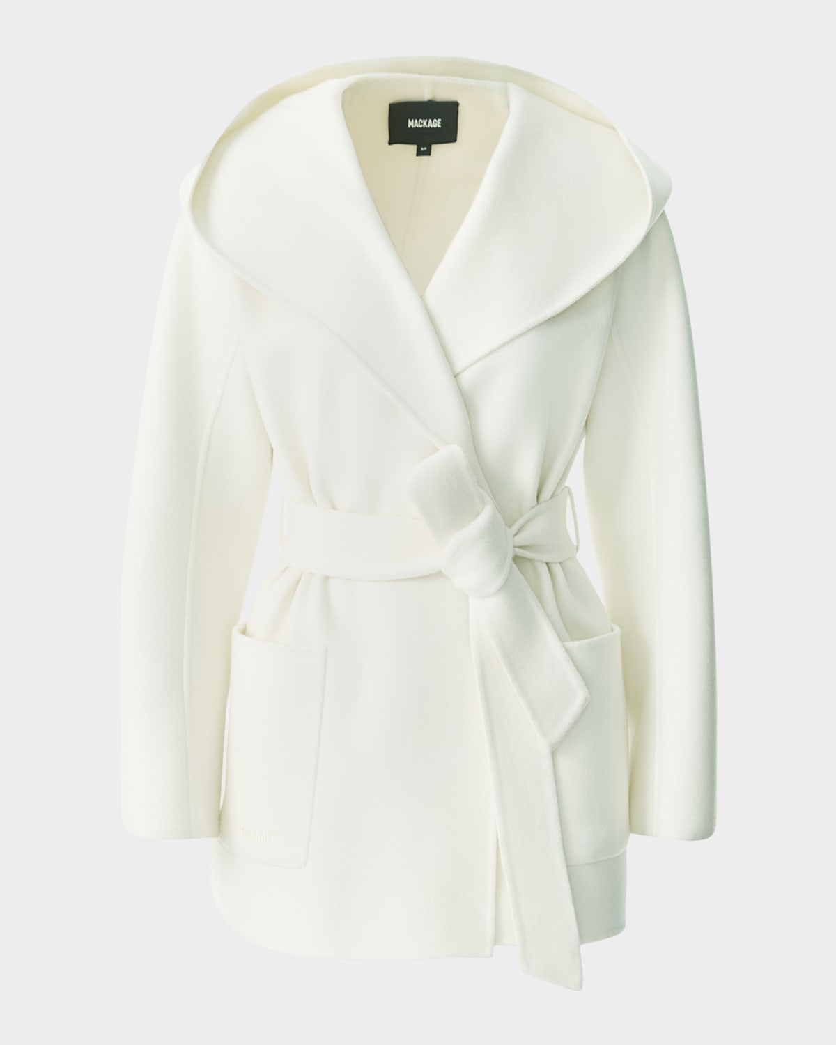 Mackage Paya Double-face Wool Wrap Coat In White