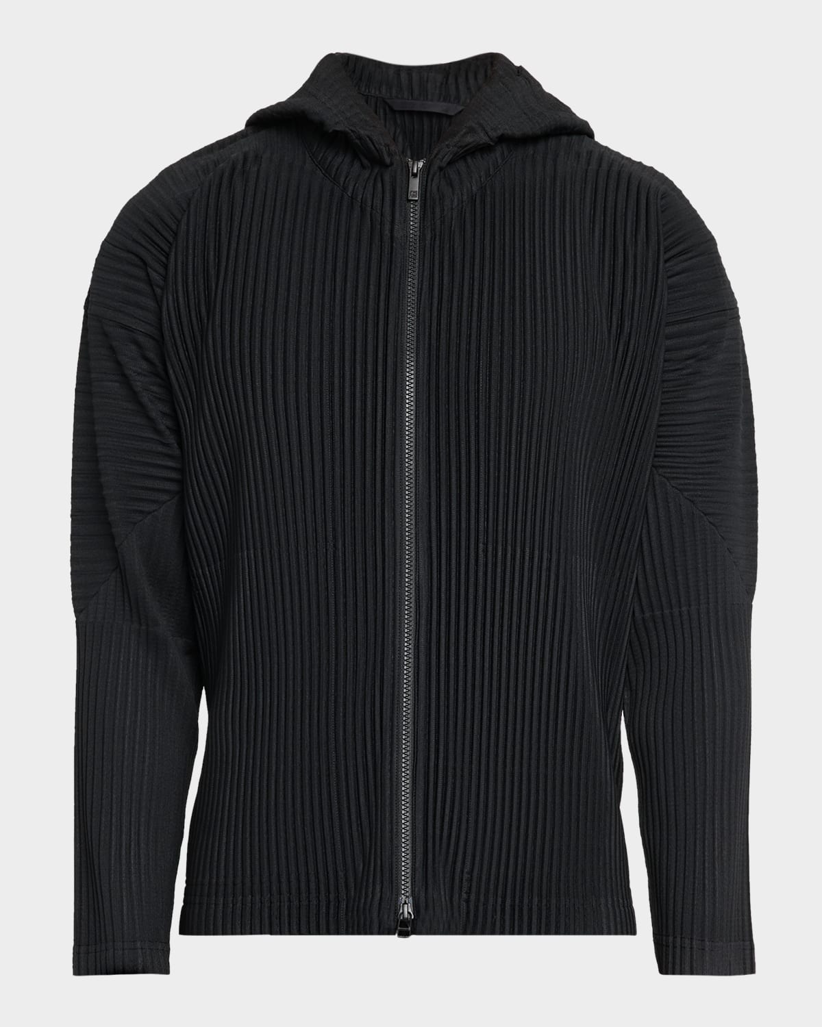 Issey Miyake Technical-pleated Hoodie In Black