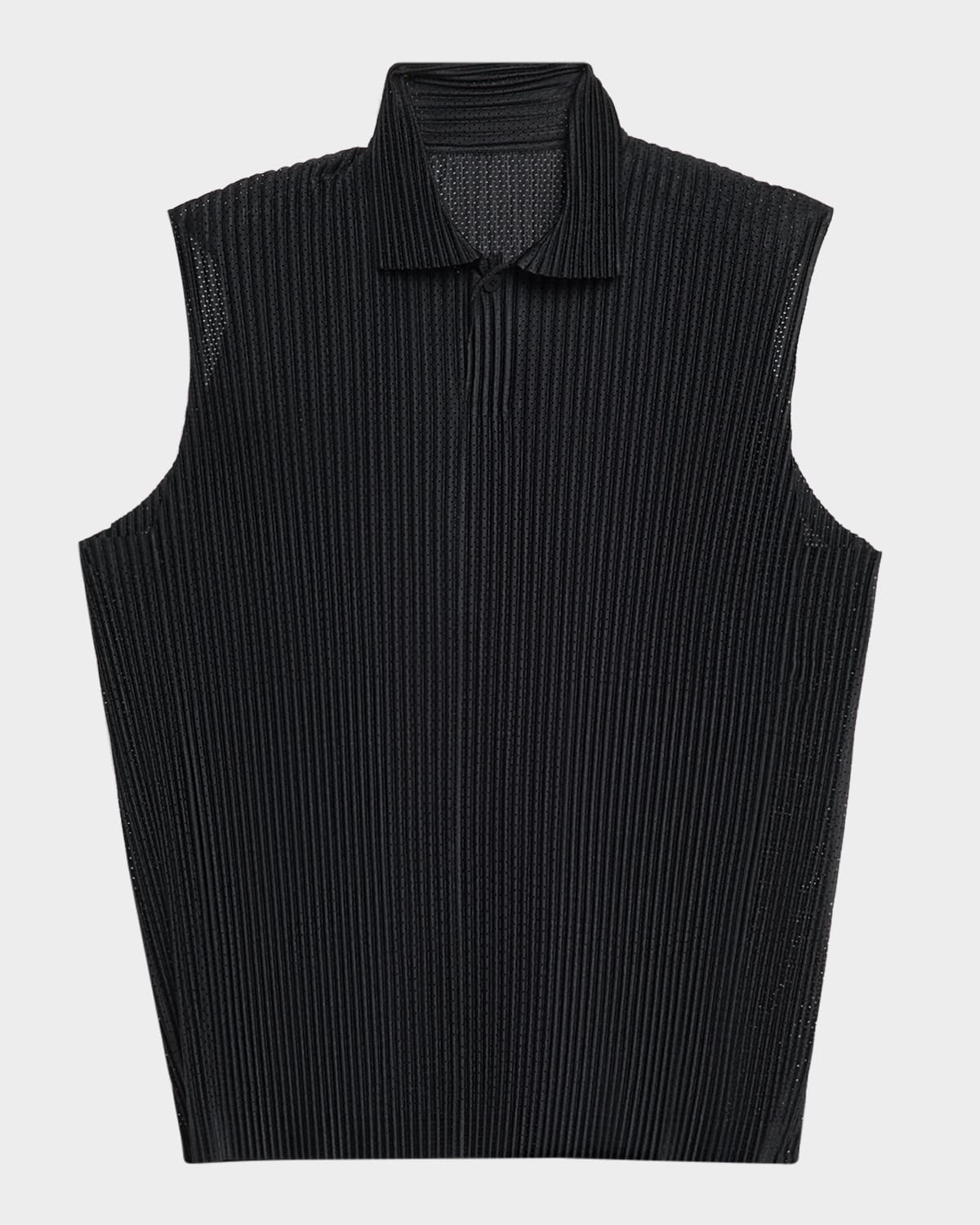 Issey Miyake Men's Sleeveless Mesh Shirt In Black