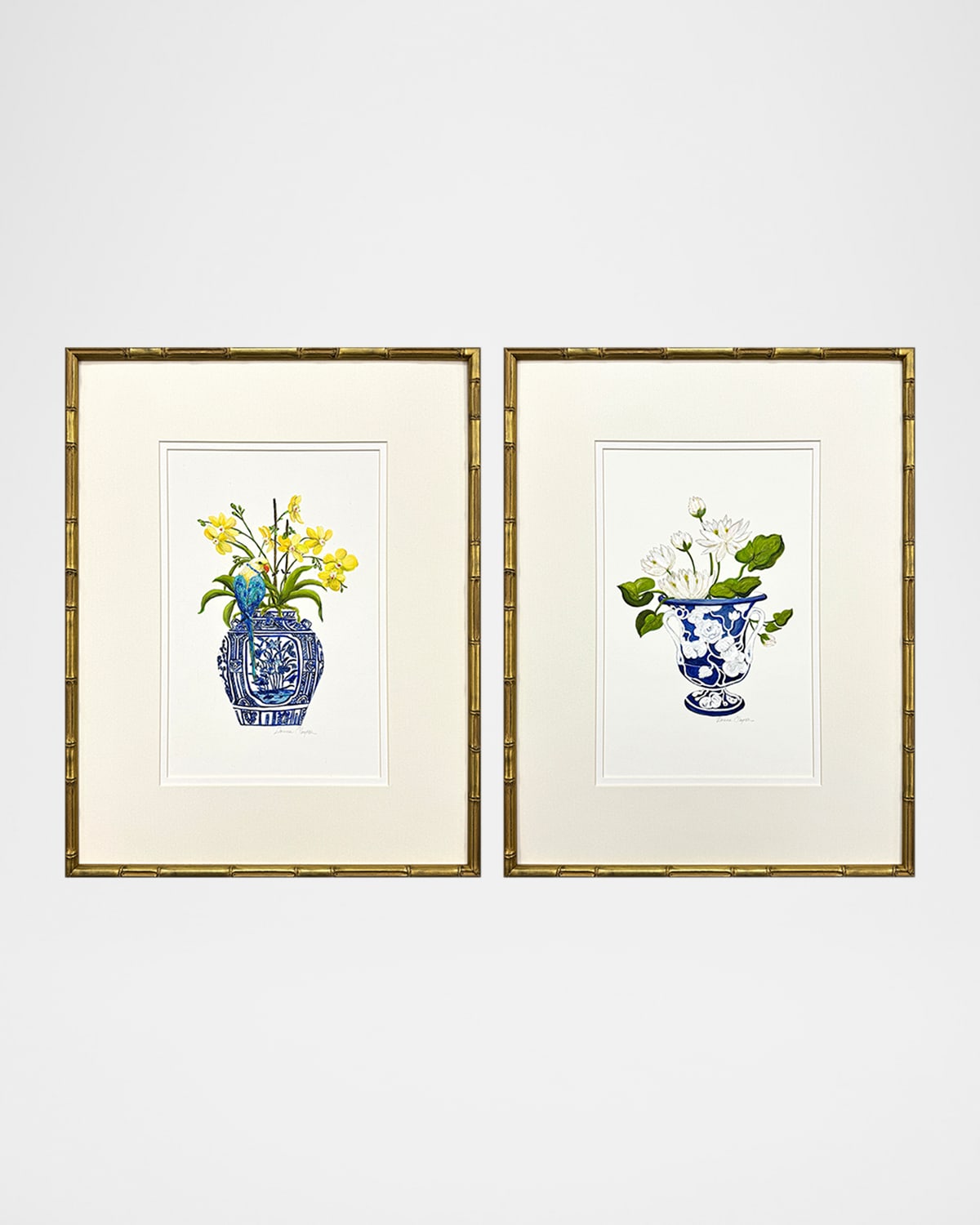 Paragon Decors Blue And White Ii Hand-embellished Giclees, Set Of 2 In Multi