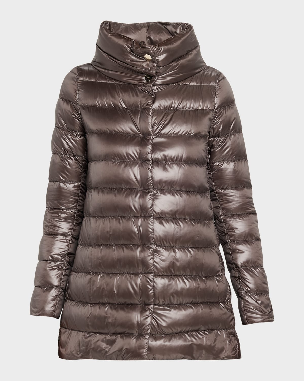 Herno Amelia Ultra-light A-line Down Jacket In Brown
