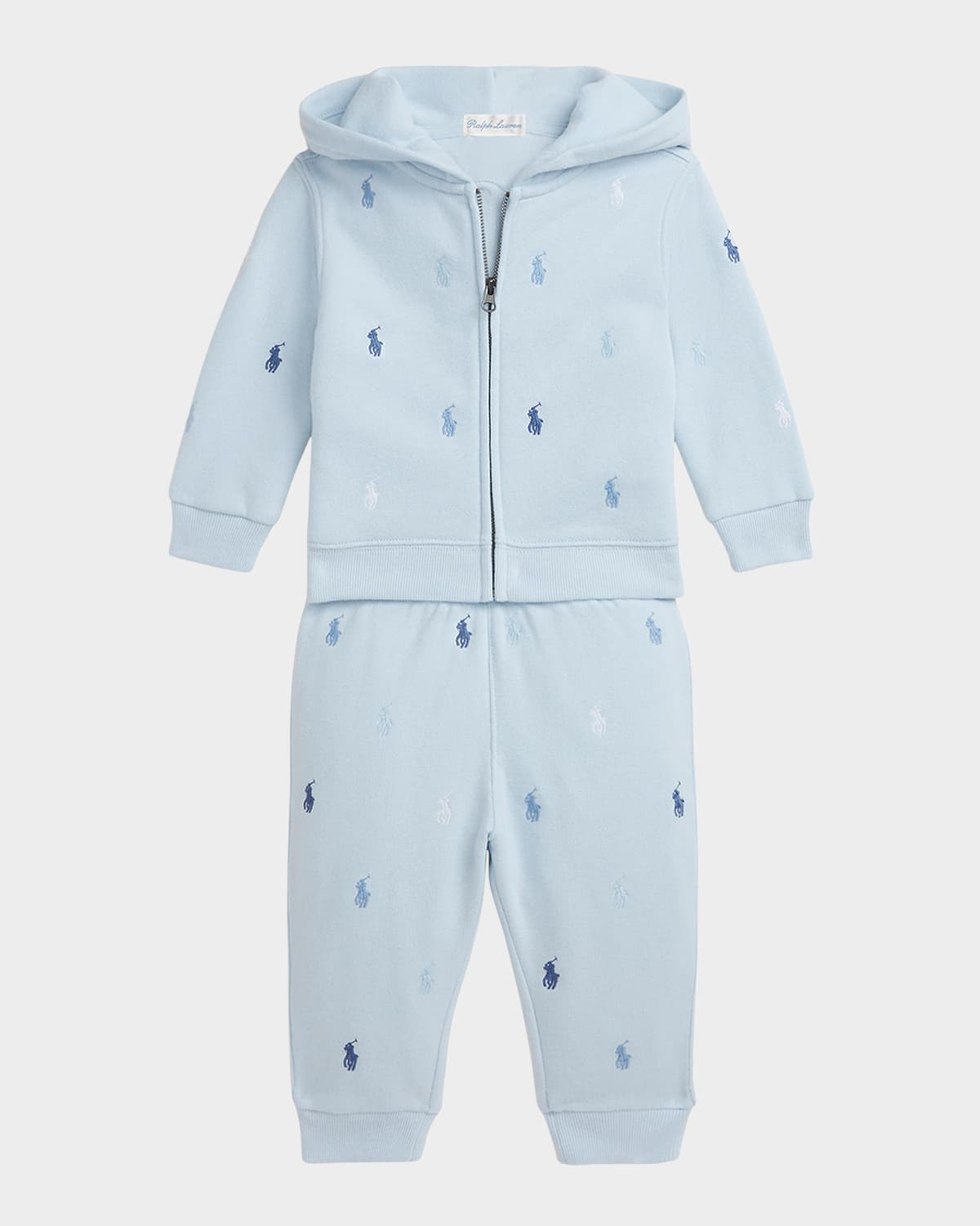 Ralph Lauren Boy's Magic Fleece Embroidered Pony Hoodie & Pants In Blue