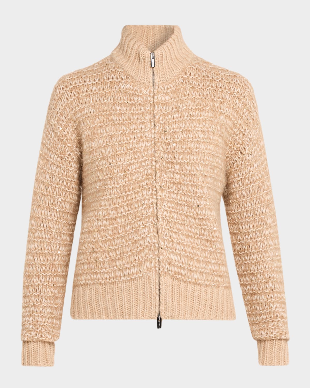 Peserico Alpaca-blend Zip-front Knit Jacket In Neutral