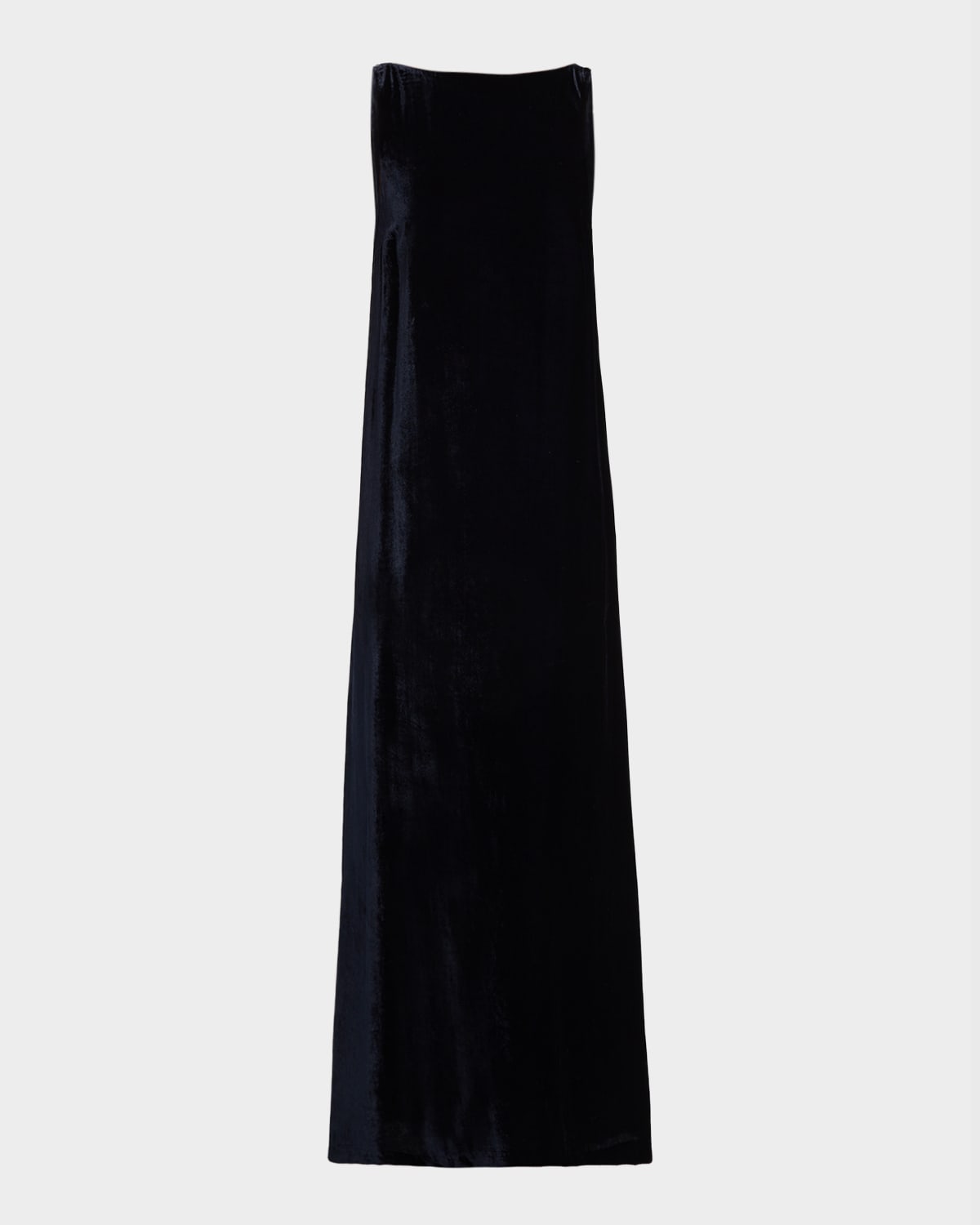 Peserico Sleeveless V'd Back Velvet Maxi Dress In Blue