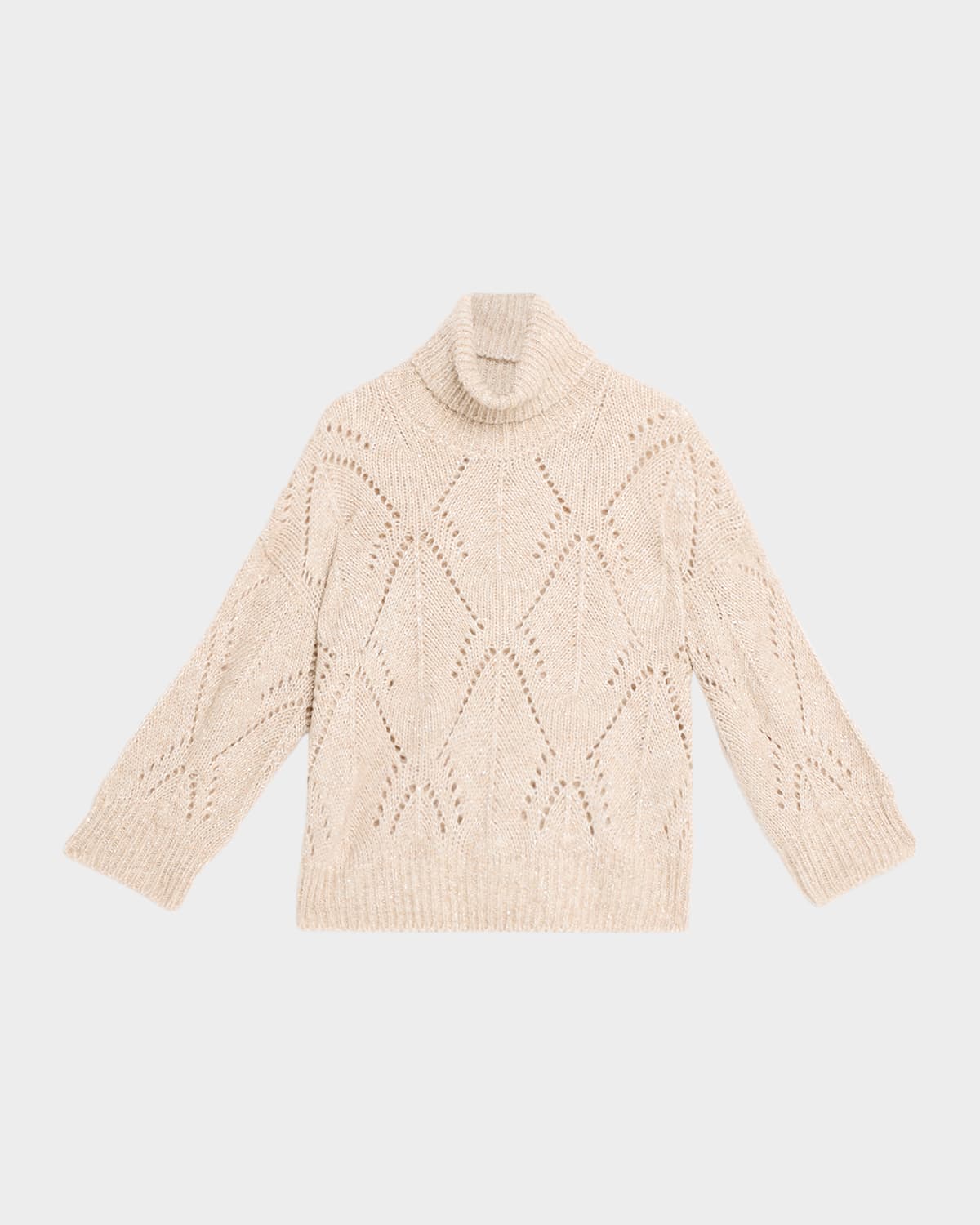 Peserico Textured Open-knit Sweater With High Turtleneck In Neutral