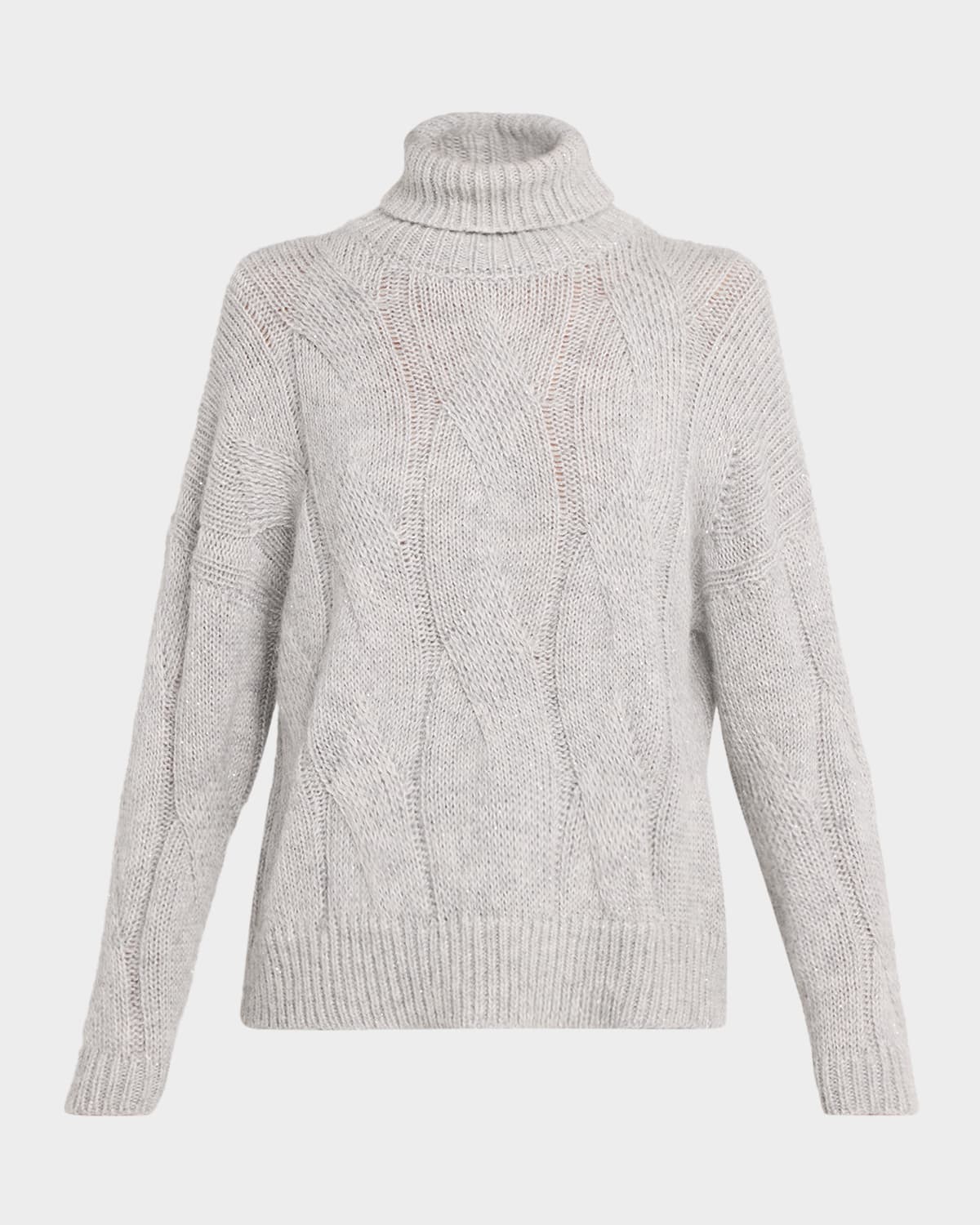 Peserico Alpaca Cable-knit Sweater With Sequins In Gray