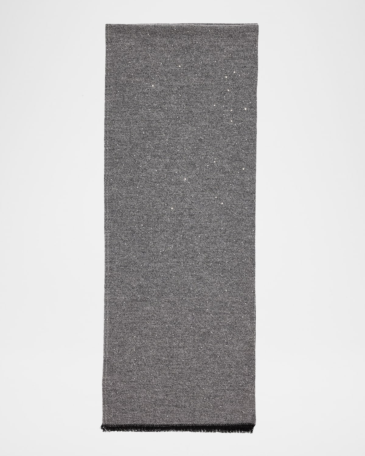 Peserico Fringe-trim Sequin Knit Stole In Gray