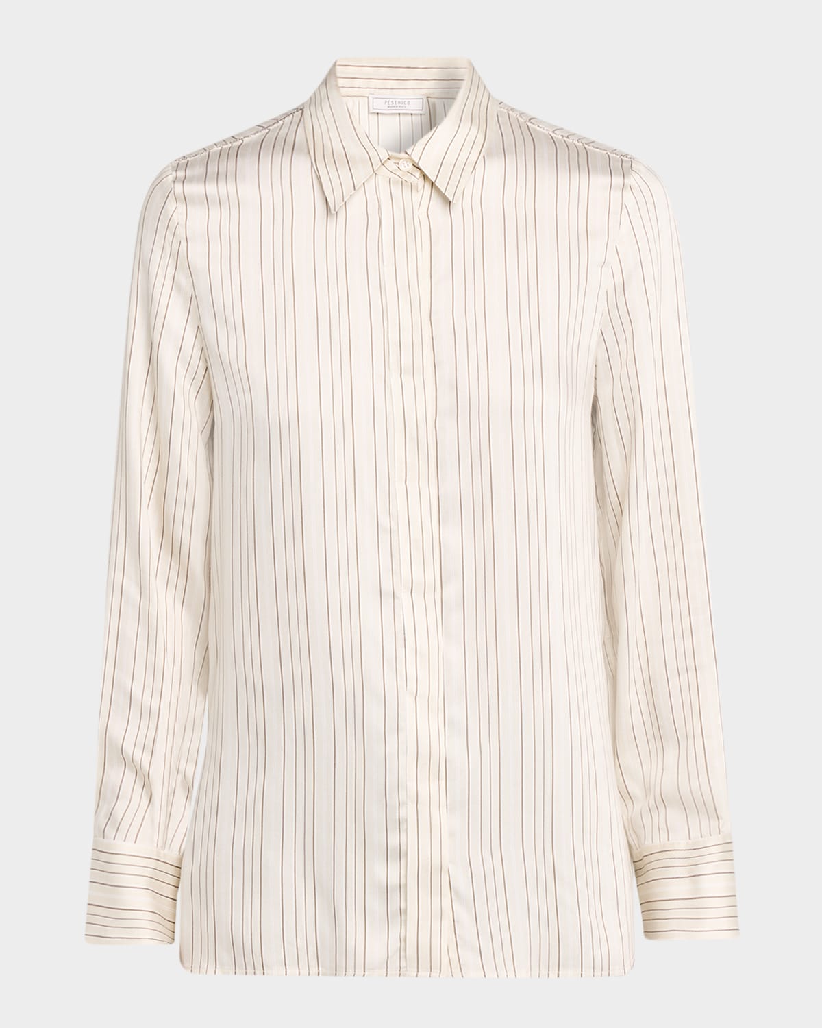 Peserico Striped Button-down Blouse In Gray