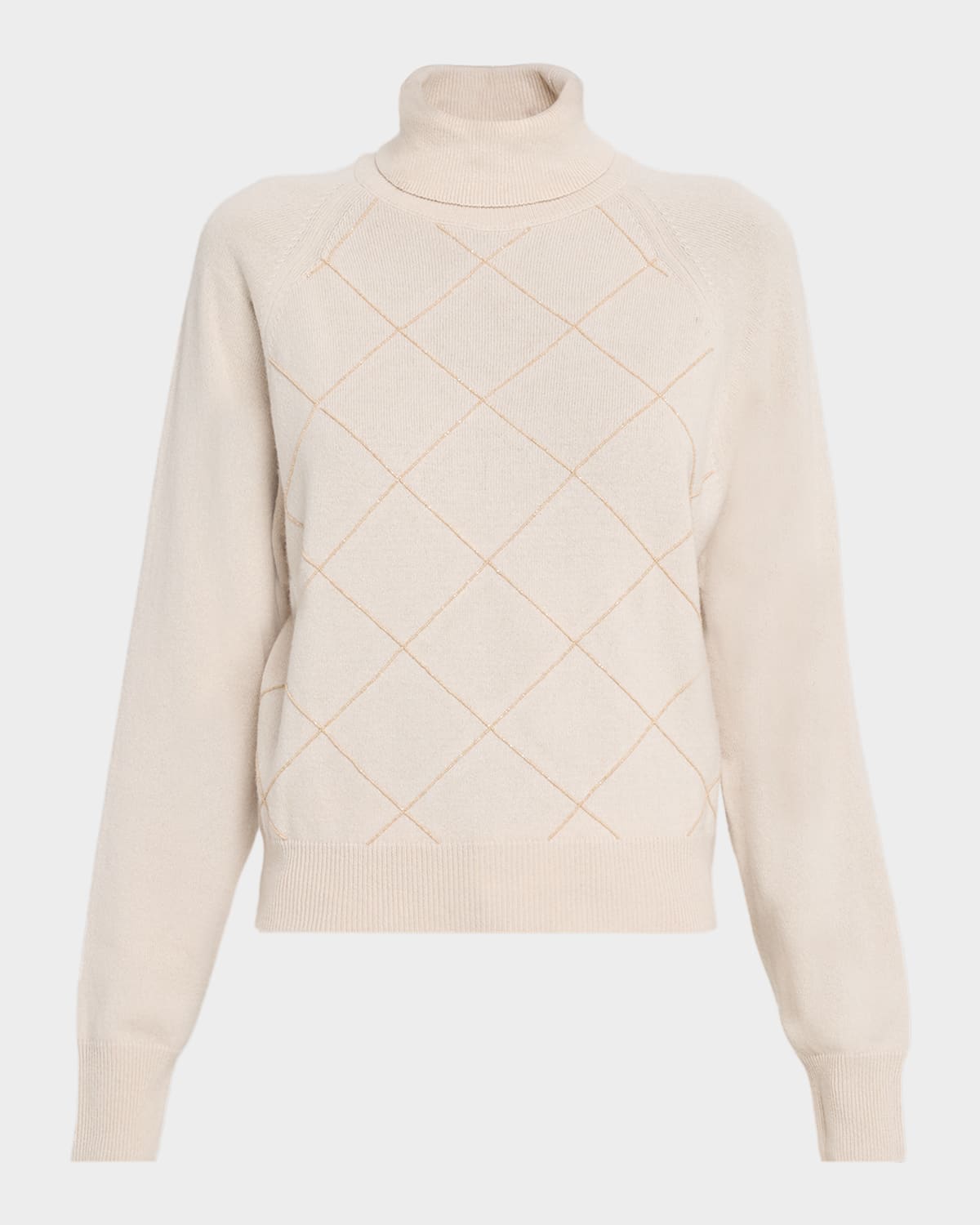 Peserico Diamond Wool, Silk, And Cashmere Turtleneck Sweater In Neutral