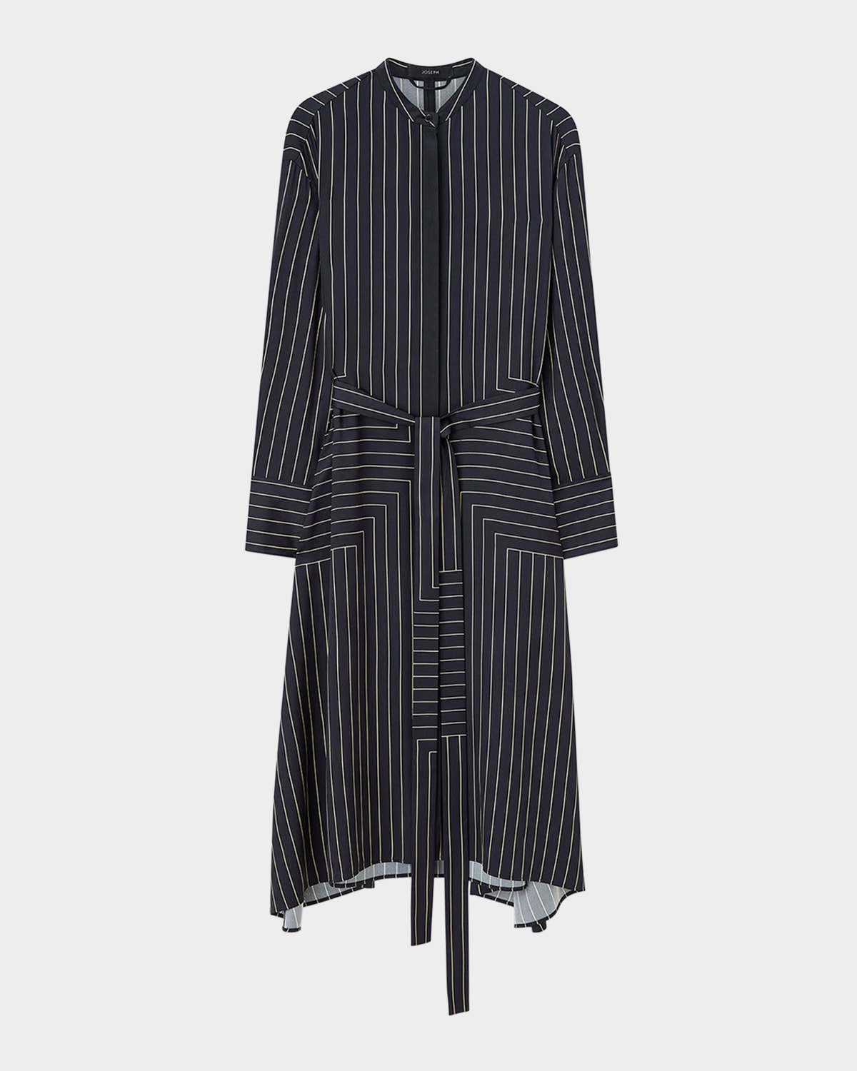 Joseph Orlana Striped Tie-waist Midi Shirtdress In Black