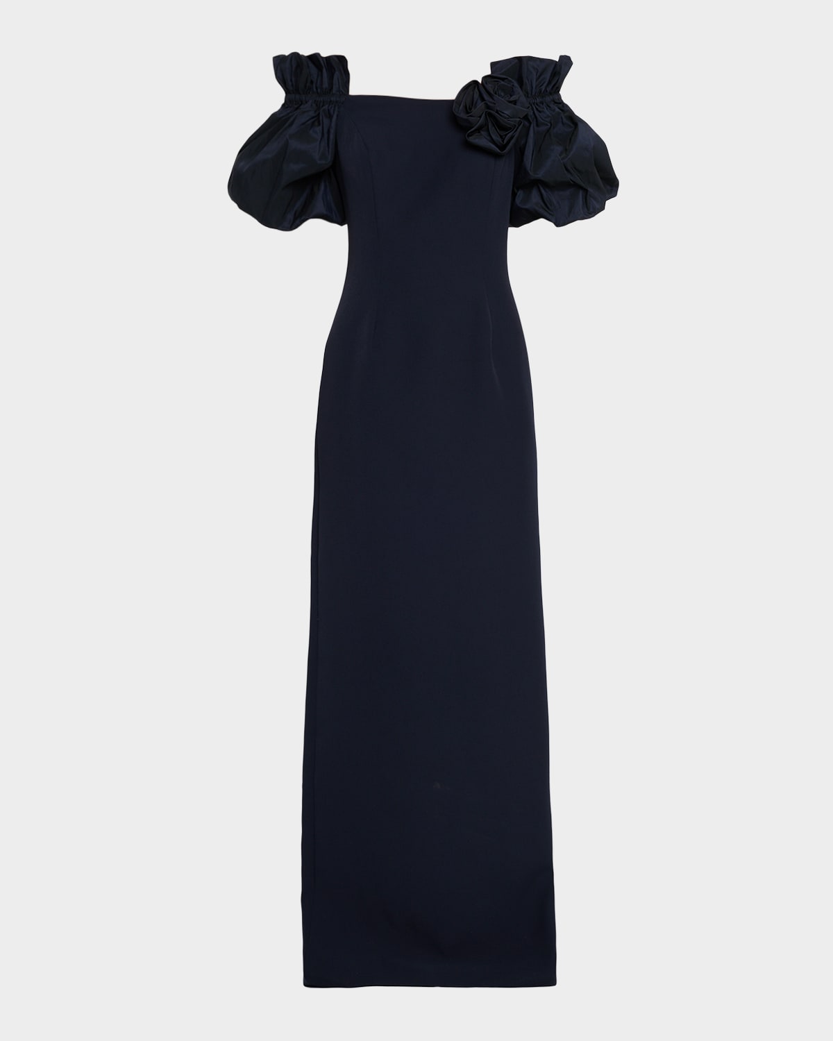 Rickie Freeman For Teri Jon Off-shoulder Crepe Column Gown In Black