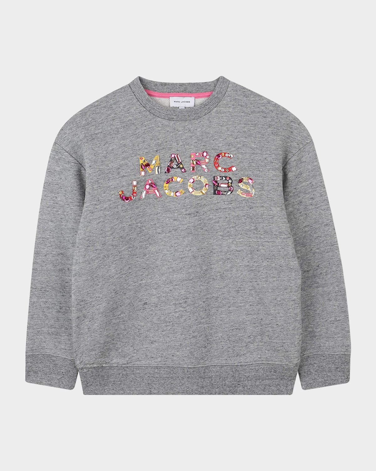 Marc Jacobs Kids' Girl's Jeweled Logo Sweatshirt In Multi