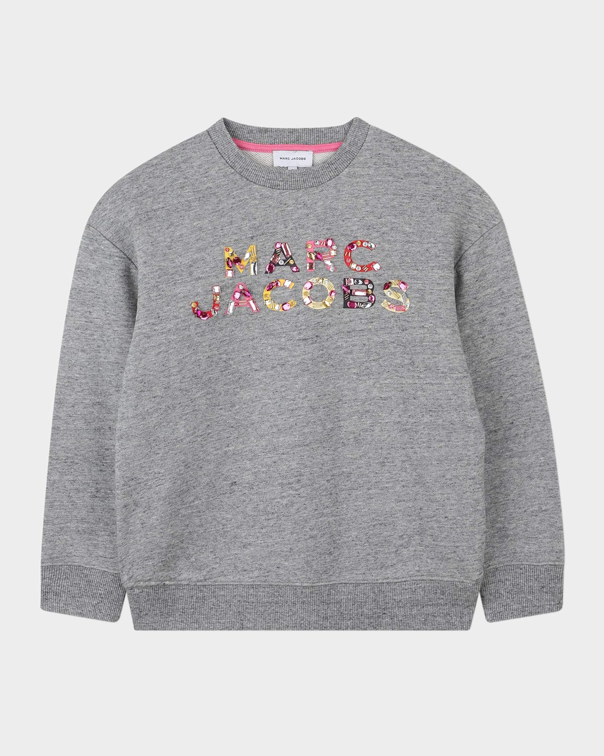Marc Jacobs Kids' Girl's Jeweled Logo Cotton Fleece Sweatshirt In Multi