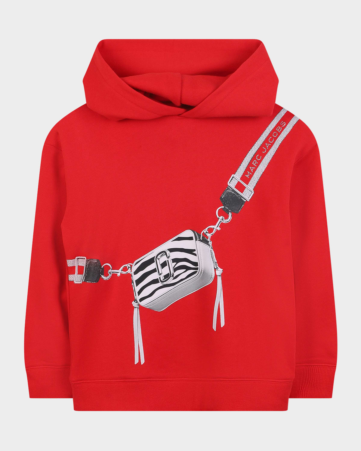 Marc Jacobs Kids' Girl's Trompe-l'oeil Bag Hooded Sweatshirt In Red