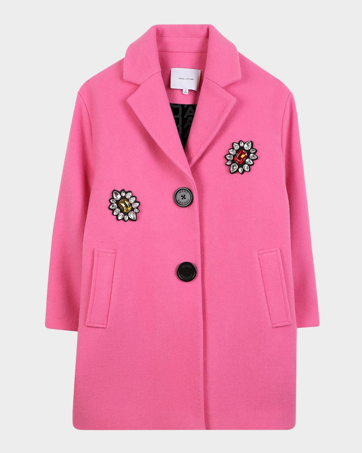 Marc Jacobs Kids' Girl's Jewel Brooch Applique Peacoat In Purple