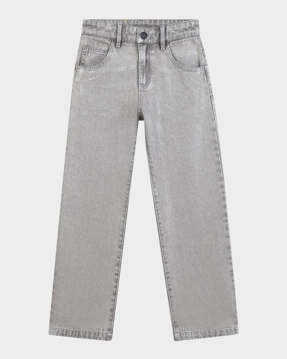 Marc Jacobs Kids' Girl's Silver Overwash Straight-leg Denim Jeans In Gold
