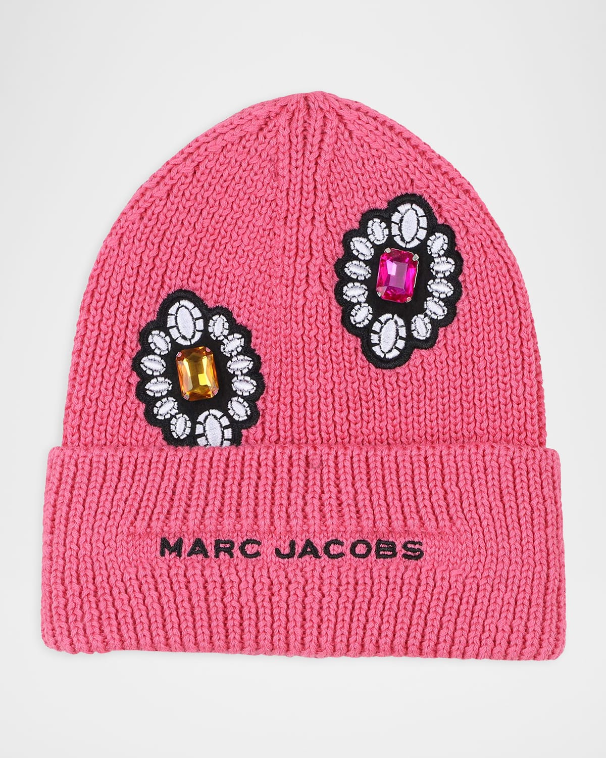 Marc Jacobs Kids' Girl's Logo-embroidered Badge Beanie In Pink