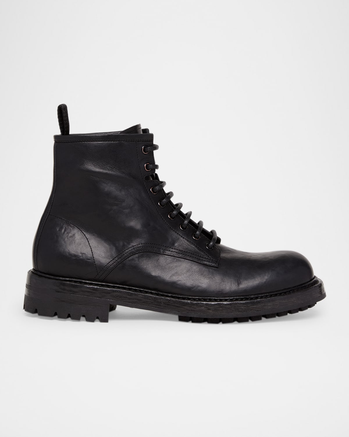 Dolce & Gabbana Leather Ankle Boot Chunky Sole In Black
