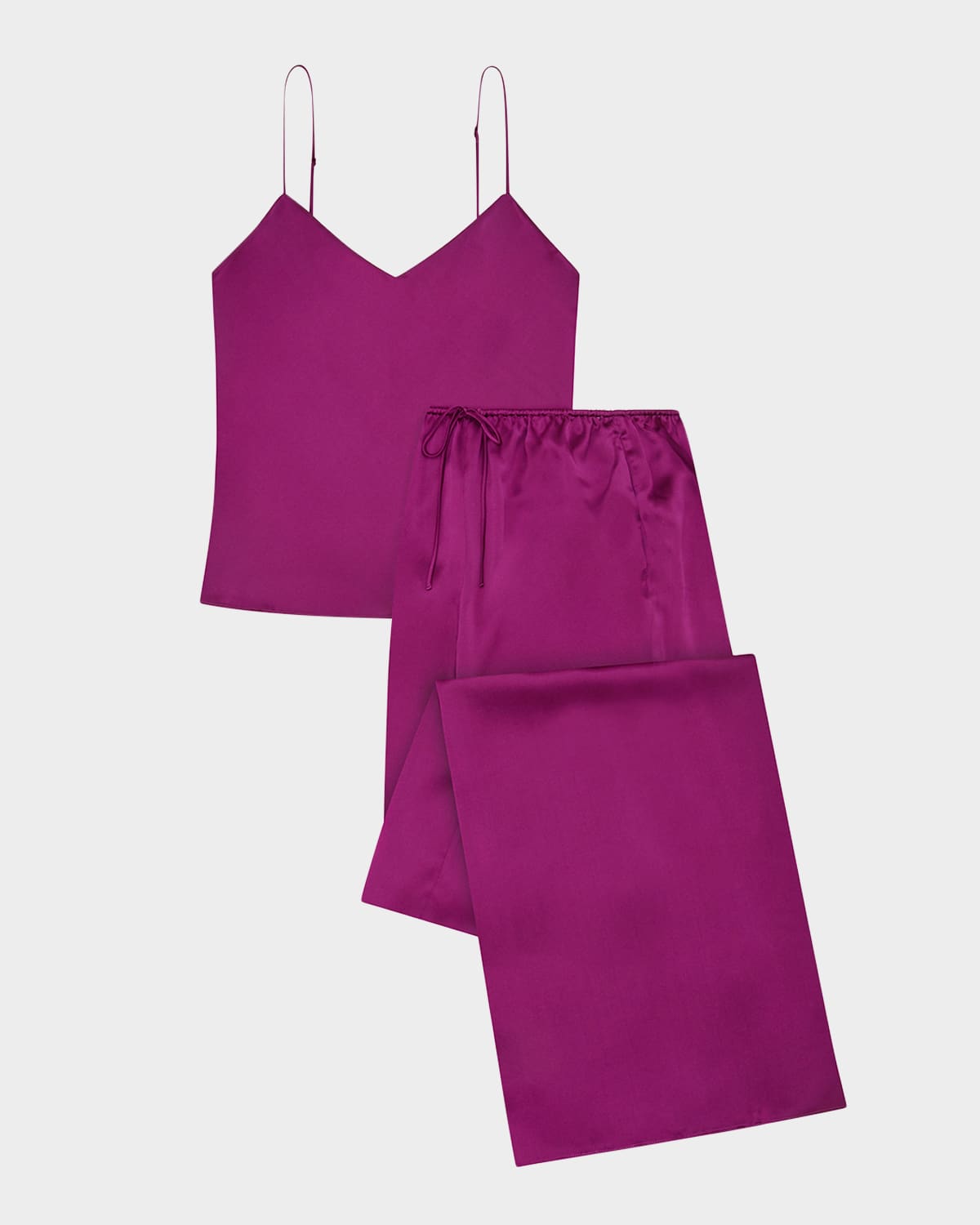 Olivia Von Halle Bliss Wide-leg Silk Satin Cami Pajama Set