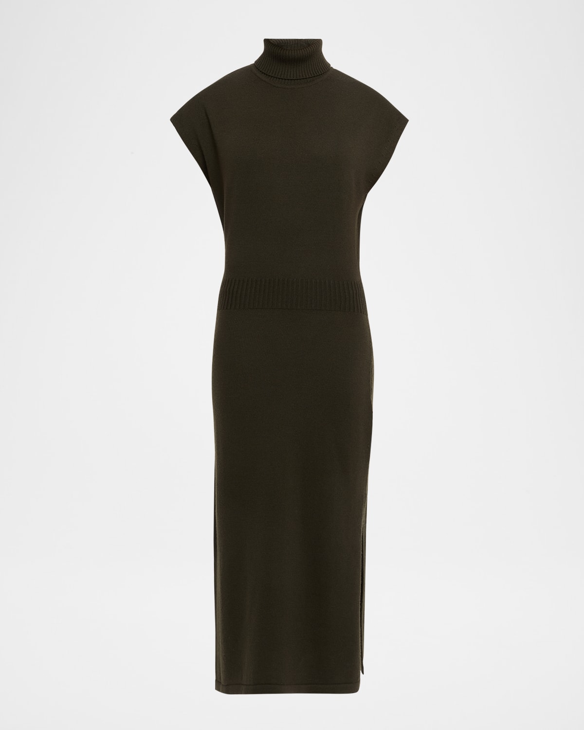 Ramy Brook Natalie Wool Short-sleeve Turtleneck Midi Dress In Green
