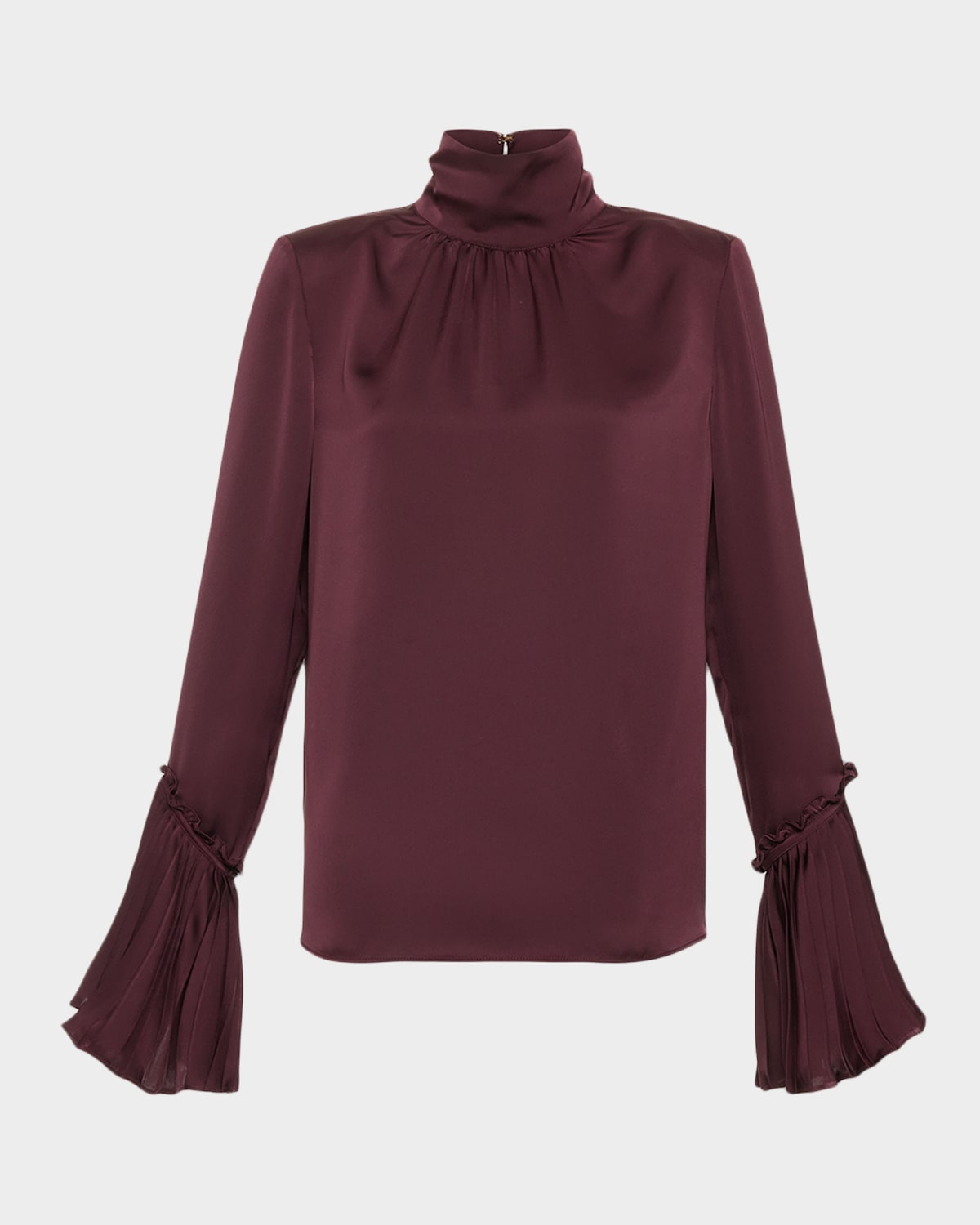 Ramy Brook Christy Turtleneck Bell Sleeve Blouse In Red
