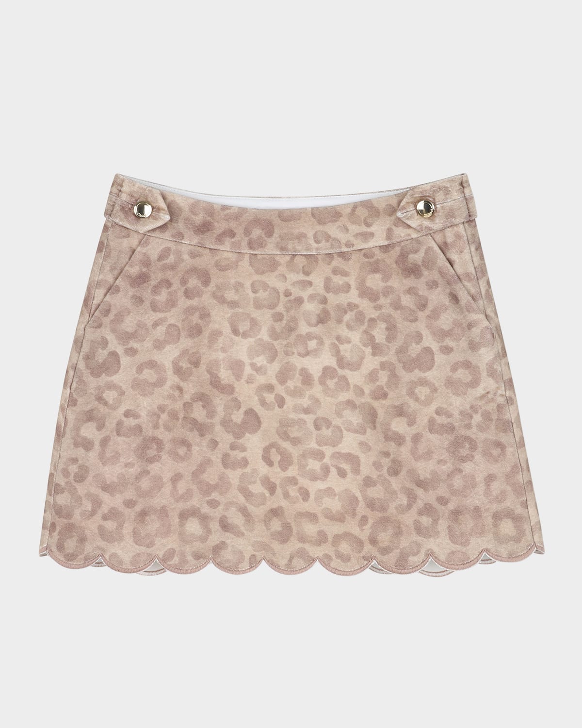 Chloé Leopard-print Scalloped Skirt In Pink