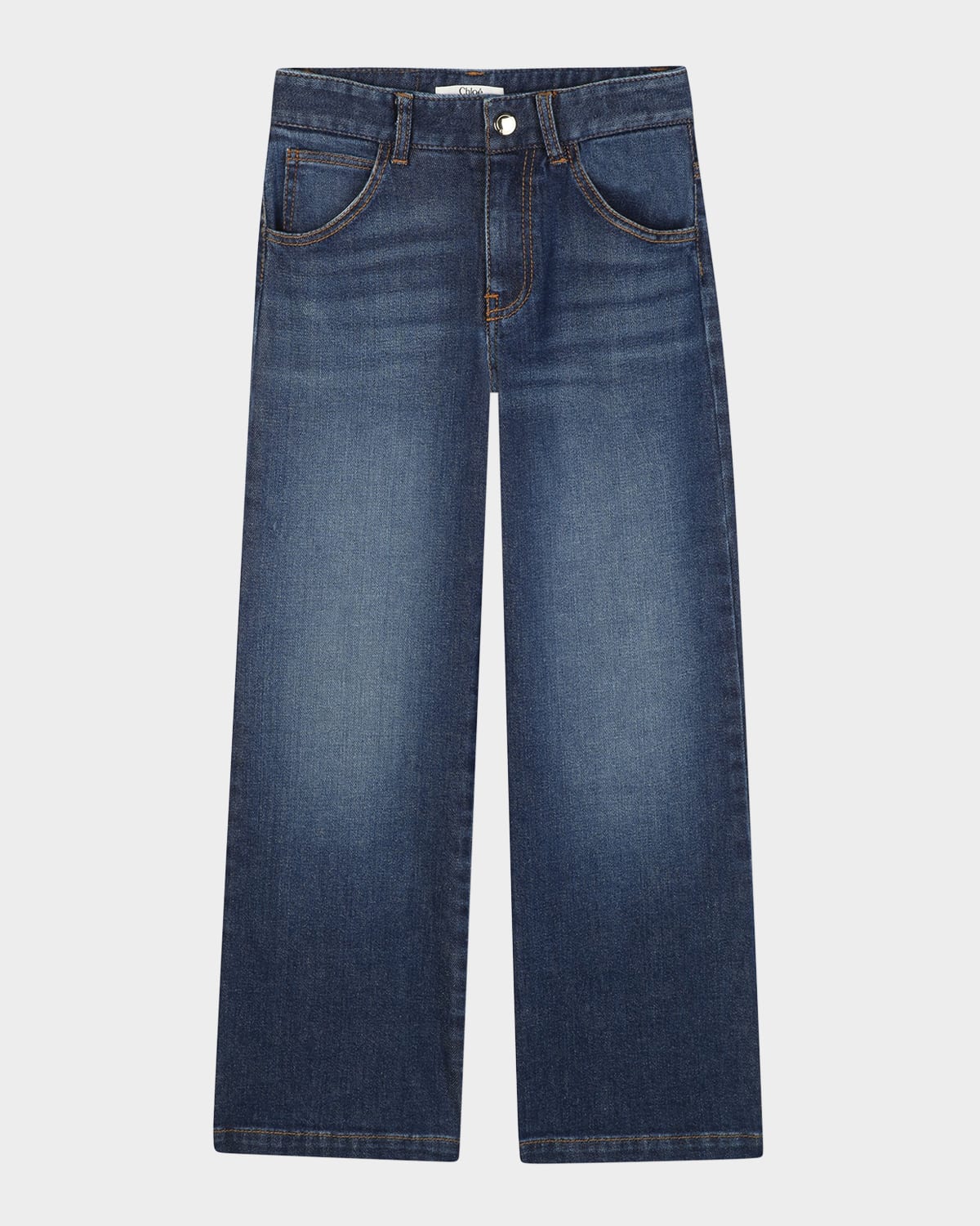 Chloé Girl's Wide-leg Denim Jeans In Blue
