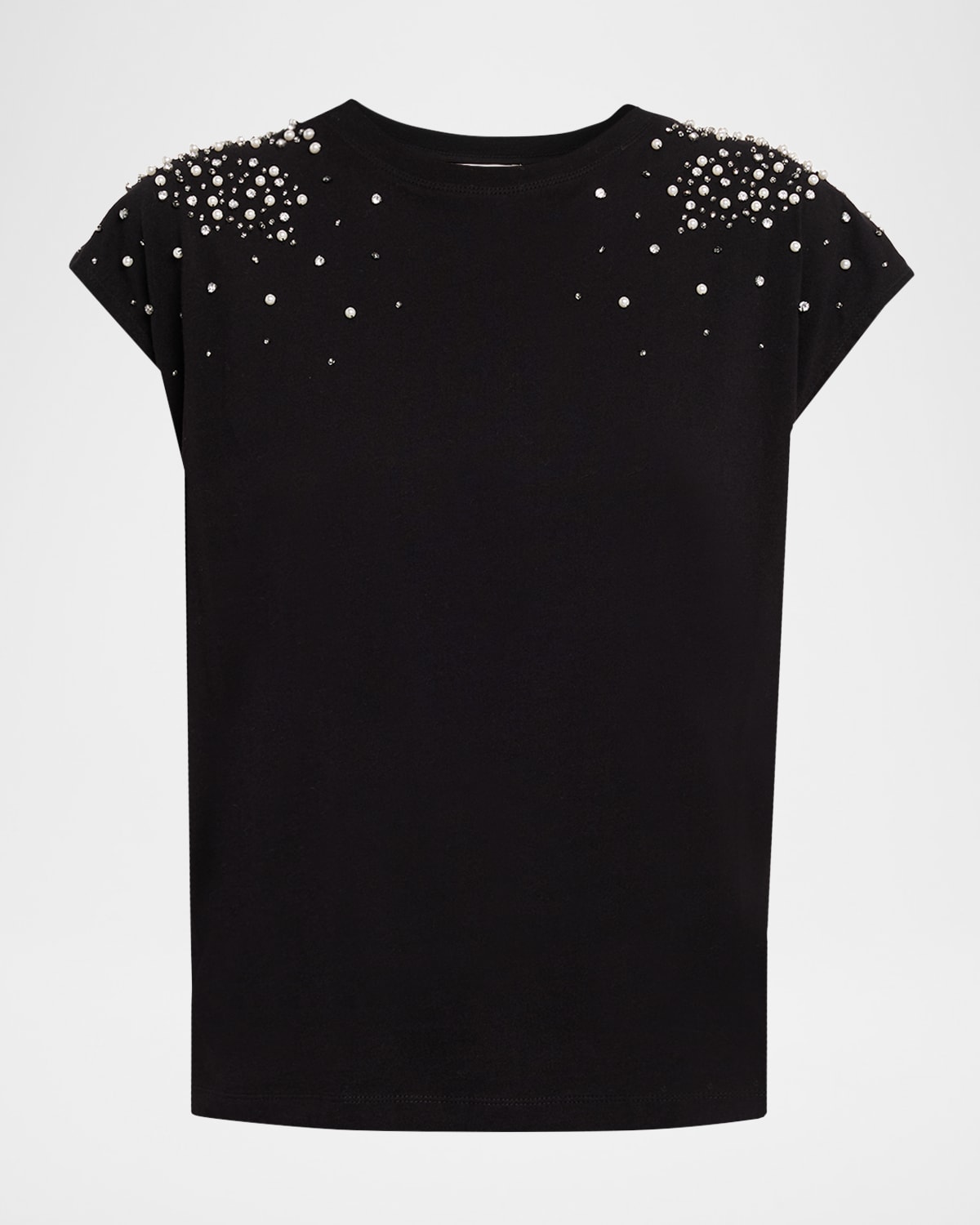 Ramy Brook Amelia Embellished Cap-sleeve Blouse In Black