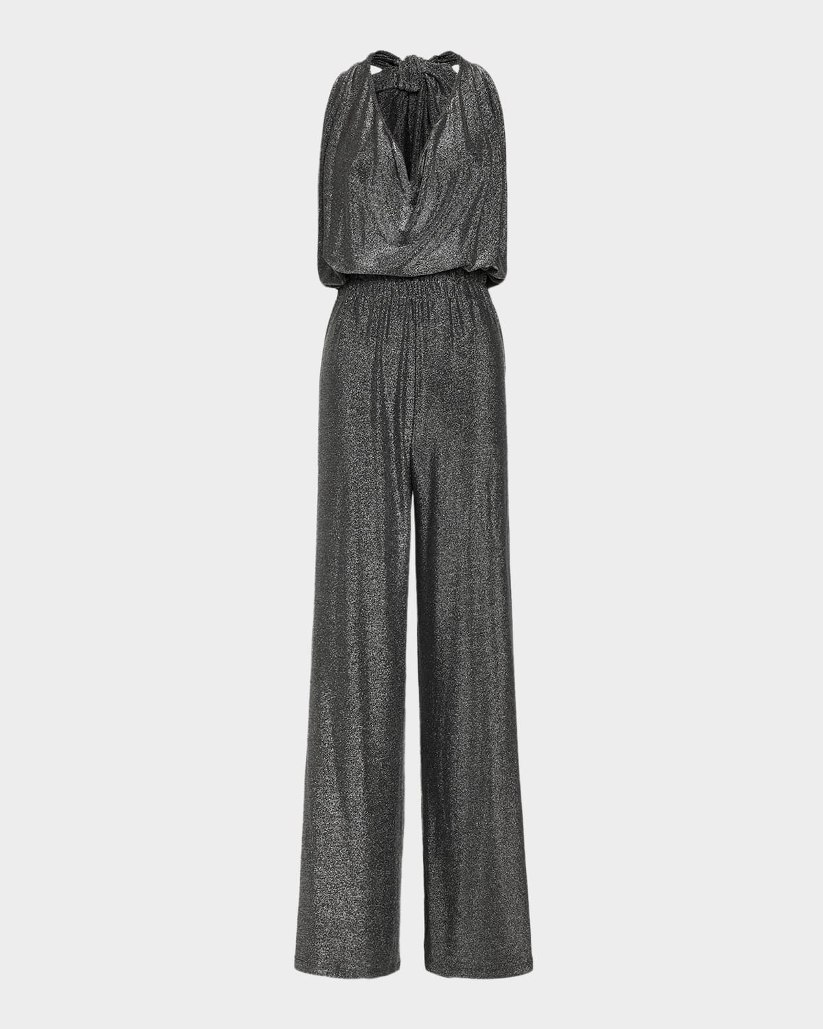 Ramy Brook Ginger Halter Cowl-neck Jumpsuit In Black