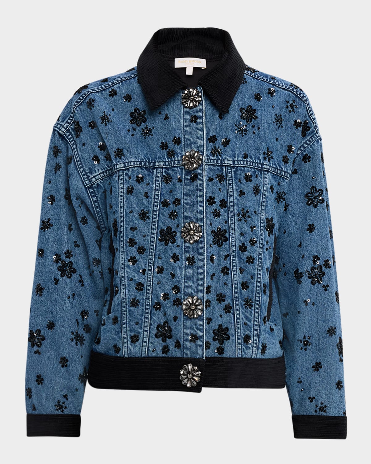 Ramy Brook Robin Embellished Denim Jacket In Blue