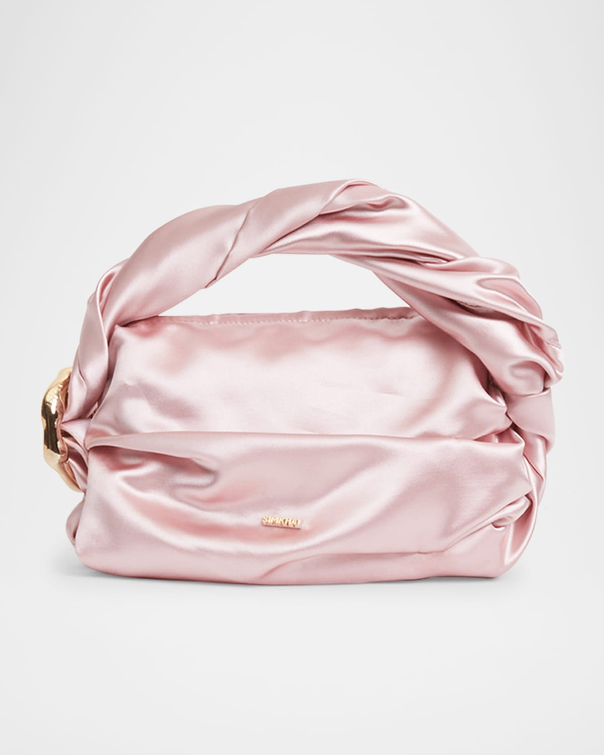 Belle Ruched Satin Top-Handle Bag