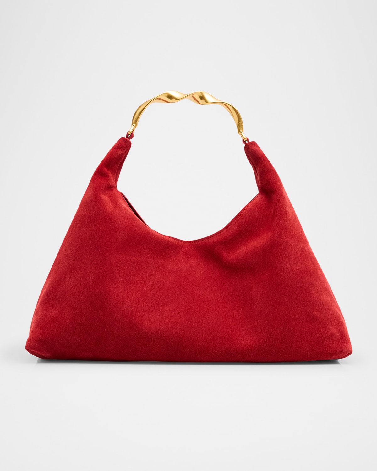 Simkhai Nixi Suede Twist-handle Hobo Bag In Red