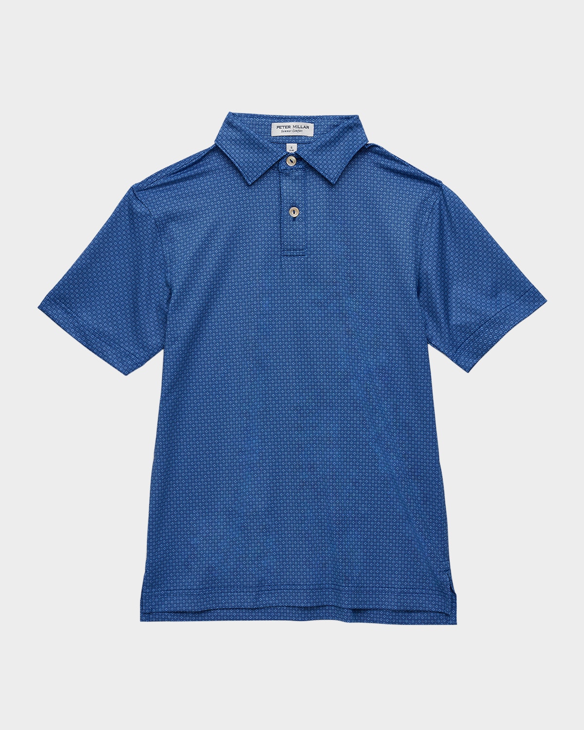 Peter Millar Boy's Axle Geo Youth Performance Jersey Polo In Blue