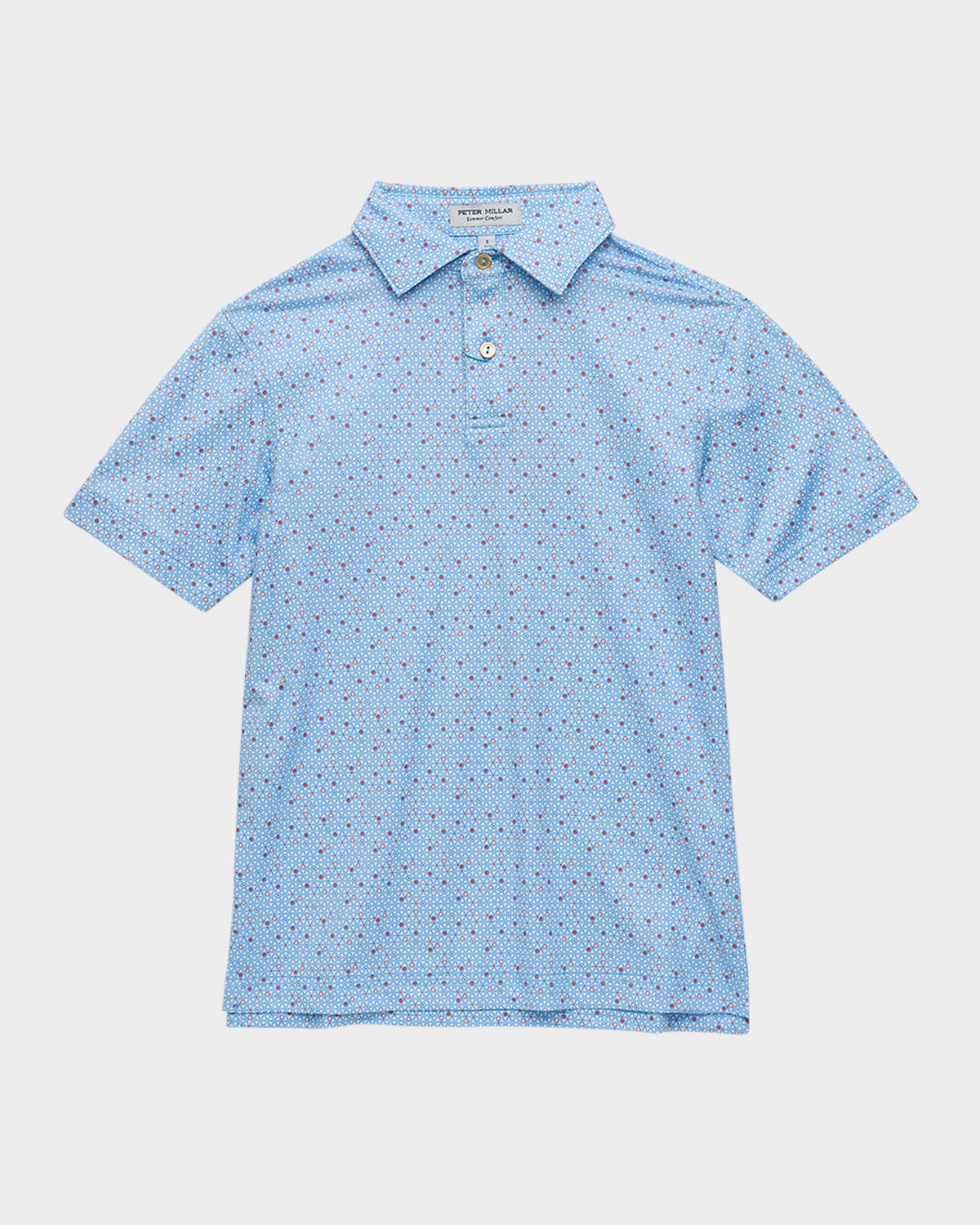 Peter Millar Boy's Costanzo Geo Youth Performance Jersey Polo In Blue