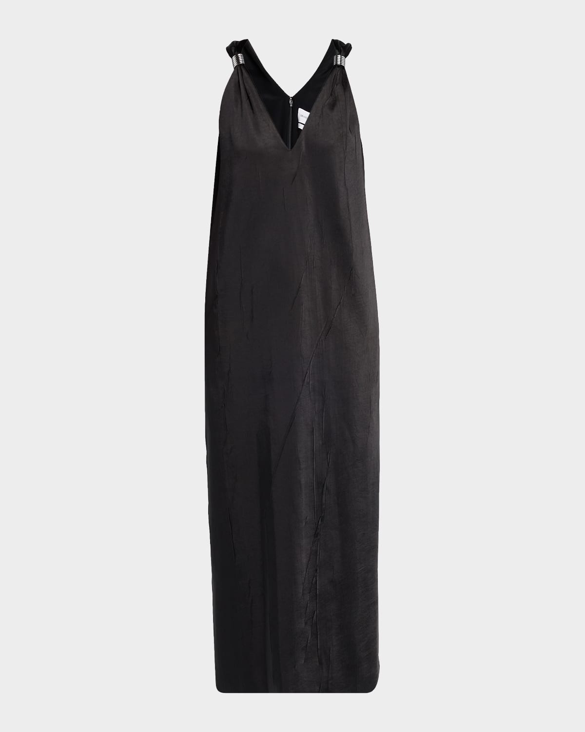 Brandon Maxwell The Keke Plunging Ring-strap Maxi Dress In Black